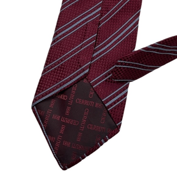 CERRUTI 1881 Burgundy Striped Silk LUXURY Tie FRANCE - Picture 4 of 4